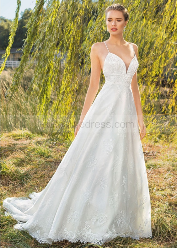 Ivory Lace Tulle Criss-cross Back Sweet Wedding Dress Ivory Lace Tulle Criss-cross Back Sweet Wedding Dress